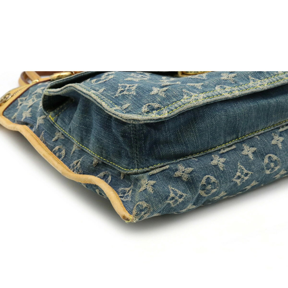 Louis Vuitton Monogram Denim Flat Shopper Tote Bag Handbag Gusset Blue - Picture 3 of 8